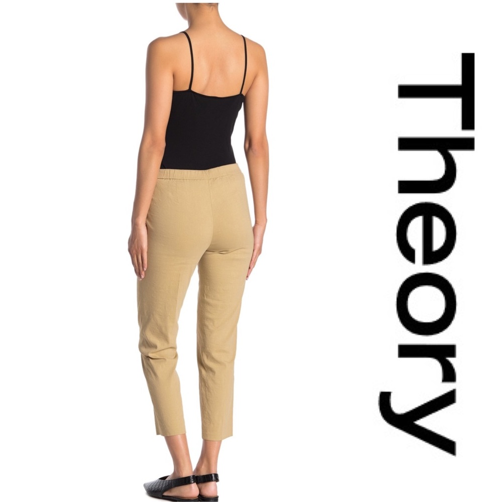Theory Linen Blend Pull-On Slim Pants - Picture 5 of 9